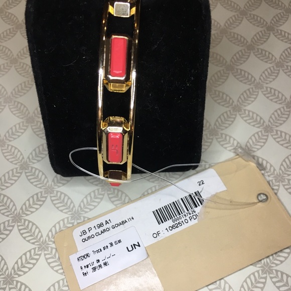 NEW!! Authentic, Brazilian, Jorge Bischoff Coral & Gold Bangle Bracelet - Picture 6 of 7